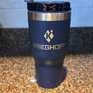 Krieghoff Navy Blue Travel Tumbler with Gold Logo
